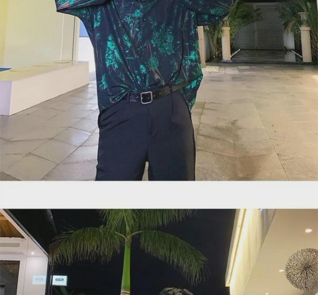 Pánská retro lesklá westernová košile s potiskem růží - Volná, trendy top kadeřníka ve stylu celebrit