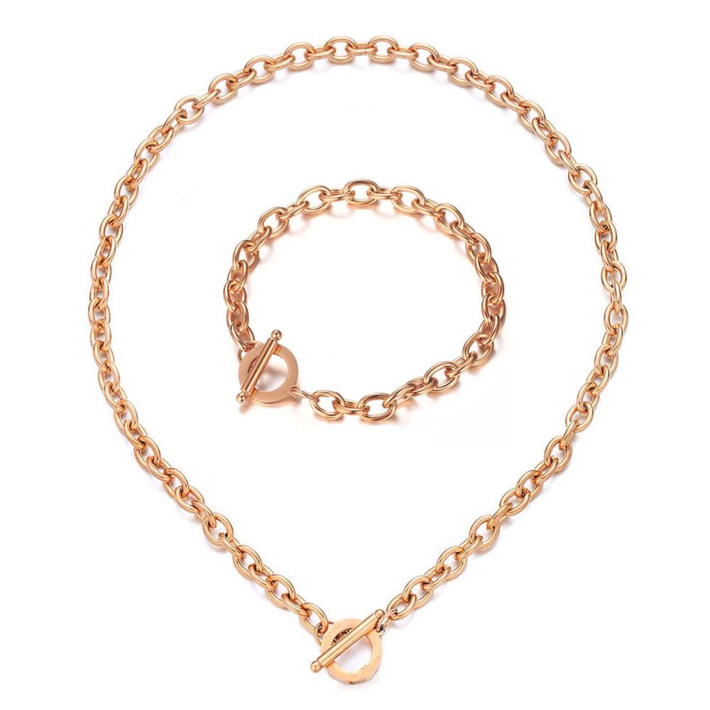 New Style Stainless Steel Toggle Jewelry Sets For Men Women Link Chain Bracelet And Necklaces Set