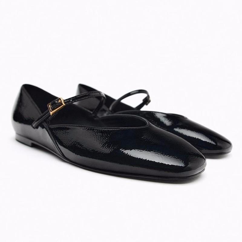 Fashion New Style Luxury Spring Designer Red Women Ballet Shoes Casual Round Toe Flats Patent Leather Office Female Shoes Zapatos Mujer