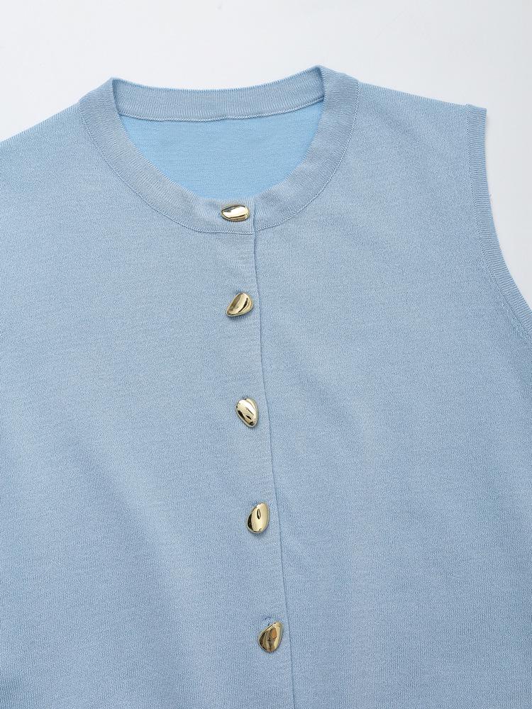 French Spicy Girl Style Sleeveless Ribbed Knitwear Vest