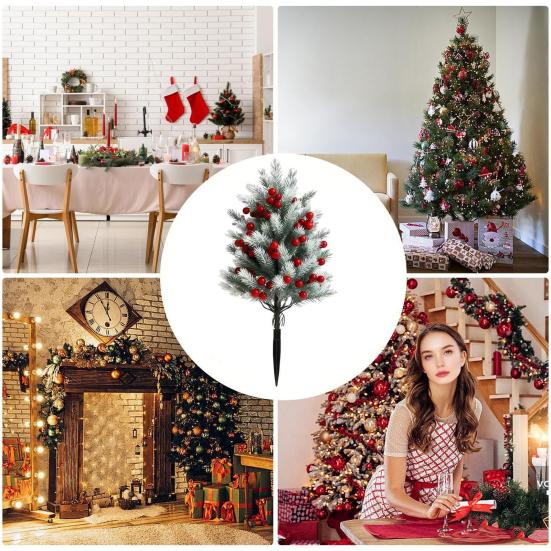 Christmas Tree Wind-Resistant Stability Strong Structure Pine Needle Xmas Tree with Berry Details Realistic Garden Decoration