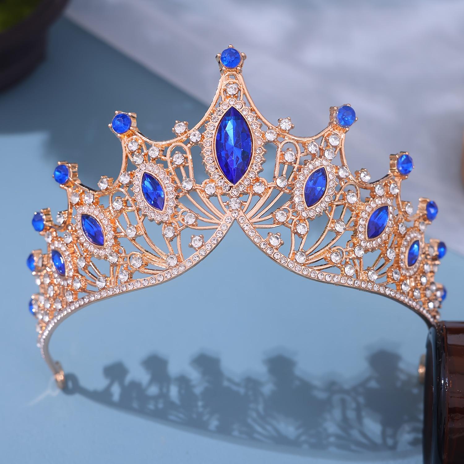 

1pc bride rhinestone crown tiara baroque luxury atmosphere alloy crown party princess dress accessories bridal headpiece cabello синий