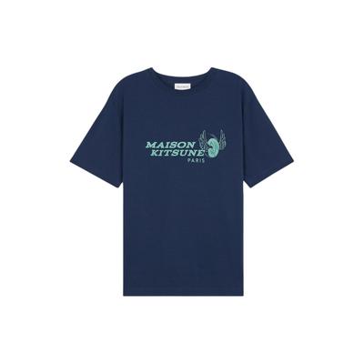 Ribbed Trim Letter Print Crew Neck Short Sleeve T-Shirt Men Tops Dark-Blue MM00111KJ0118-P476