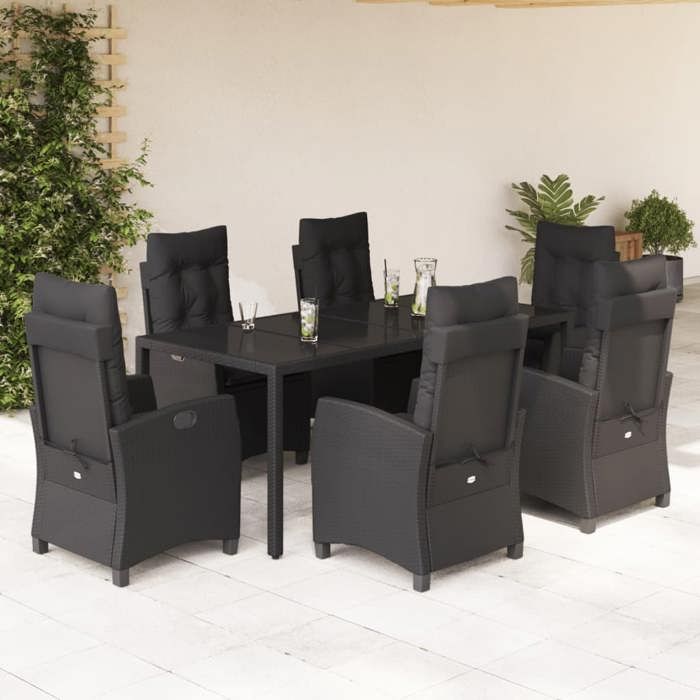 VidaXL Garden Dining Set with Cushions 7 Pcs, Table and Chairs with Adjustable Backrest, Outdoor Furniture, 3212641