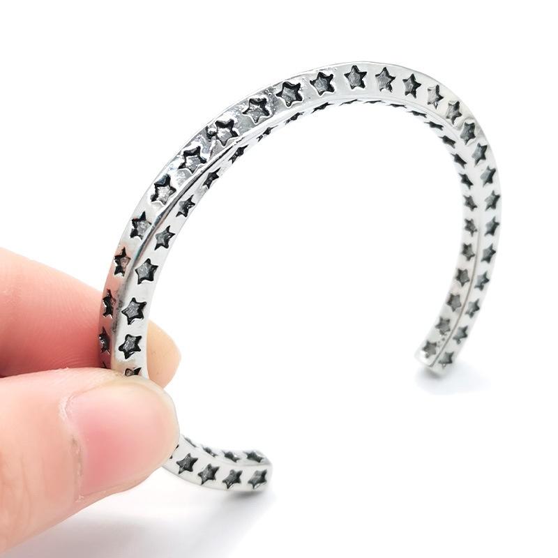 Silver Color Open Adjustable Brcacelet Bangles For Women Fashion Vintage Stars Bracelet Party Jewelry Gift