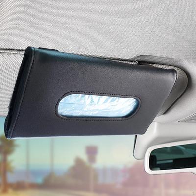 Taschentuchhalter für Sonnenblende im Auto mit Clip, Serviette für den Rücksitz, langlebig, 23 x 13 cm, PU-Leder