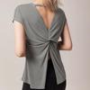 New Women's Loose-Fit Yoga and Running Short-Sleeve Fitness Tops with Back Slit