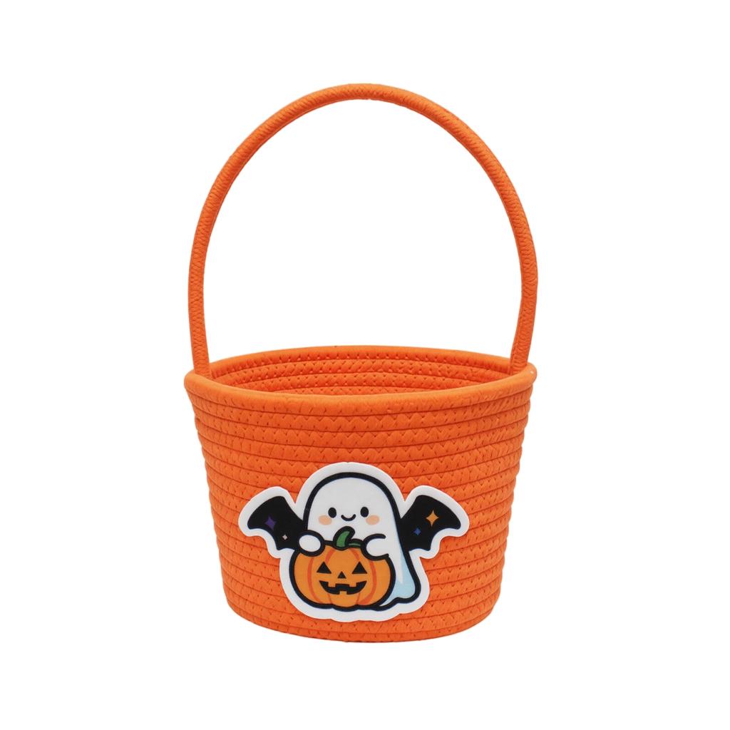 Halloween Handwoven Storage Basket - Decorative for Candy, Treats, and Party Organization