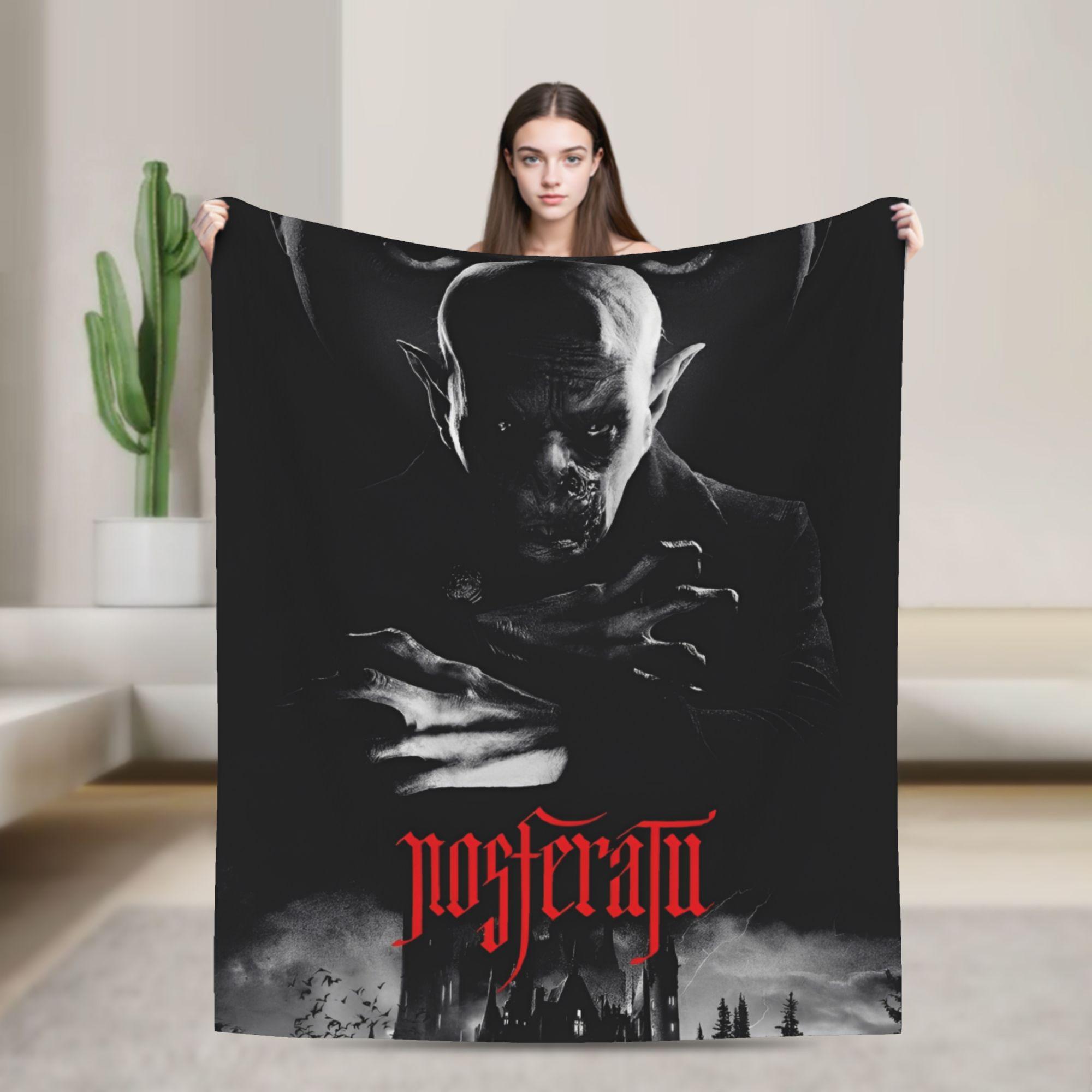 

Nosferatu Vampire Dracula Flannel Throw Fashion Blanket Horror Movie Halloween Bedding Knitted Fashion Blanket Outdoor Ultra-Soft Multifunct 75x90cm