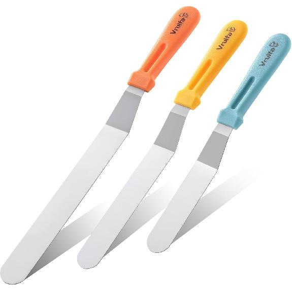 3PCS Offset Spatulas, Icing Spatula for Cake Decorating and Frosting, with Ergonomic PP Handle, Dishwasher Safe (6 ,8 ,10 )