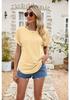 2024 Summer Women's Eyelet Hollow-Out Round Neck Short Sleeve Casual T-shirt