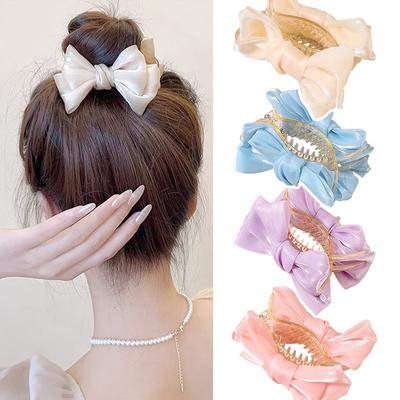Tiktok Hot Fashionable And Elegant Summer Mesh Bbow Ponytail Clip Grab Clip Headdress Hair Accessories