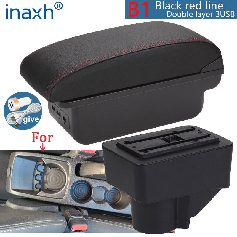 For Ford Fiesta Armrest Car Storage Box For Ford Fiesta 3 Car Armrest Box 2011-2018 Accessories PU Leather easy installation