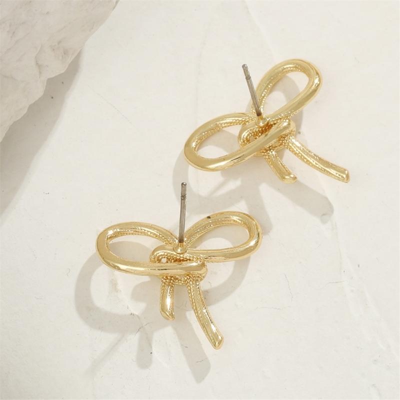 Elegant Gold Color Butterfly Knot Earrings Stylish Ear Piercing Ear Pendant Jewelry Cute Ear Studs Jewelry Accessories