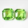 High Quality Natural Green Certified Peridot 14 Ct Square Cut Pair Gemstone