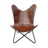 2 Handmade Relaxing Chair-Iron Stand Leather Butterfly Chair With Ottoman