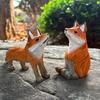 Handcrafted wood carving Fox Statue Cute Fox Figurines Desk Ornament Decorations Accessories Animal Sculpture Home Decor Crafts