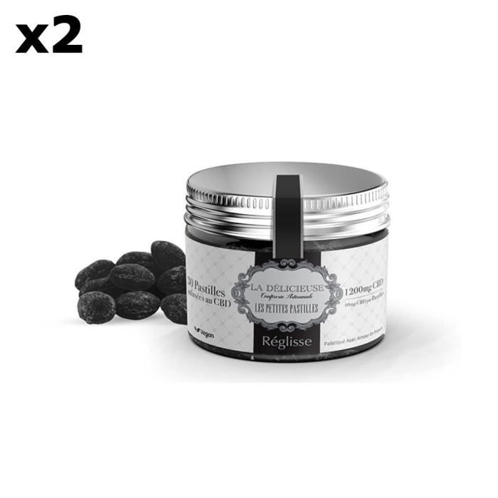 Pastilles CBD 1200mg, Réglisse, sans THC, Vegan 2 boîtes