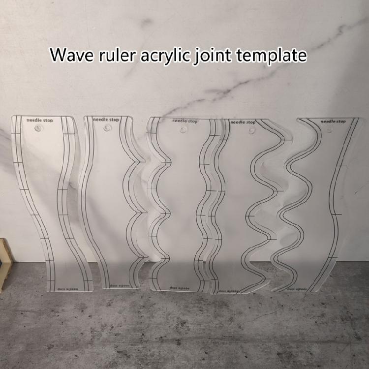 5 Pcs Quilting Ruler Quilting Templates Clear Wave Ruler Sewing Ruler for Patchwork Crafting Splicing