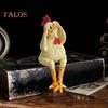 Sitting Chick Figurine Cartoon Yellow Chicken Statue Sculpture Resin Hen Animal Model Home Office Bookshelf Desktop Decoration Ornament