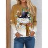 Fashion Women's Crew Neck Long Sleeve 3D Casual Color Printing Casual Long Sleeve Crew Neck T-Shirt