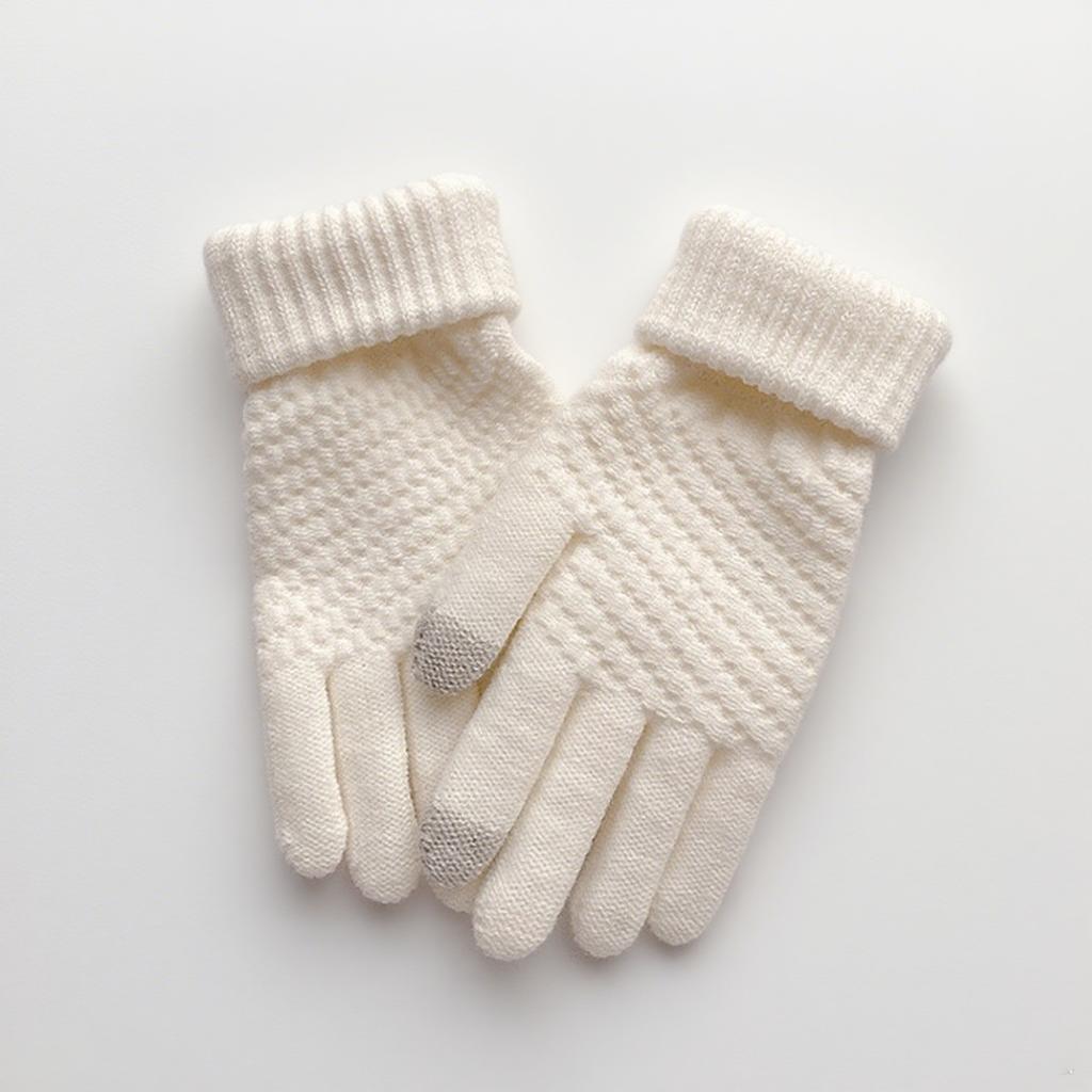 Women's autumn activities cute fleece thickened double-layer cycling cold-proof plush knitted warm pineapple gloves