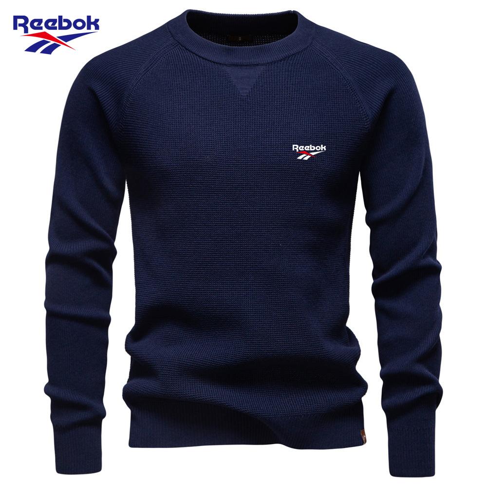 Reebok 2026 Autumn and Winter Embroidery New Round Neck Fashionable Solid Color Sweater Men s High-quality Business Casual Knitted Men s Sweater S
