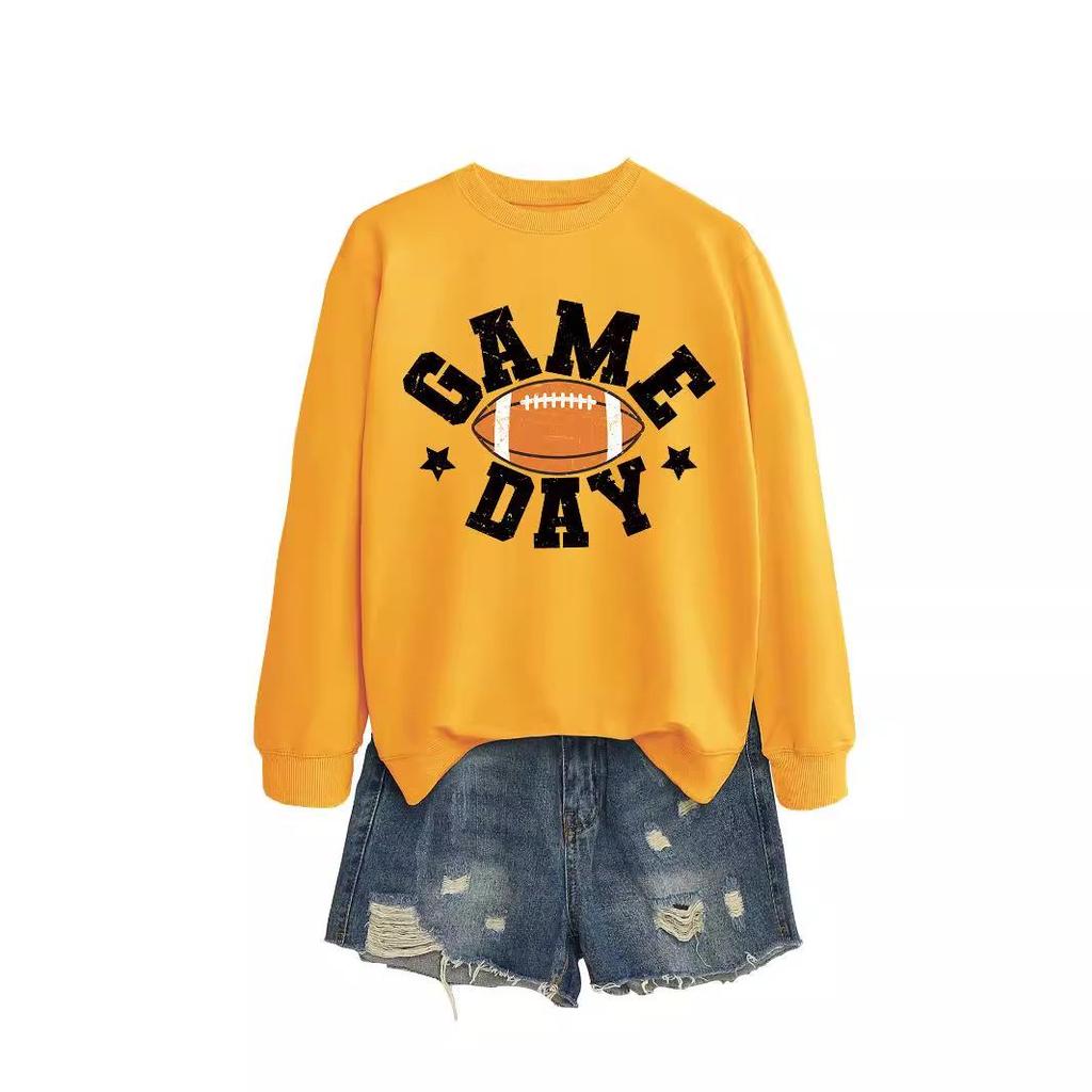 Colorful Football Letter Crewneck Sweatshirt - Game Day Long Sleeve Casual Wear