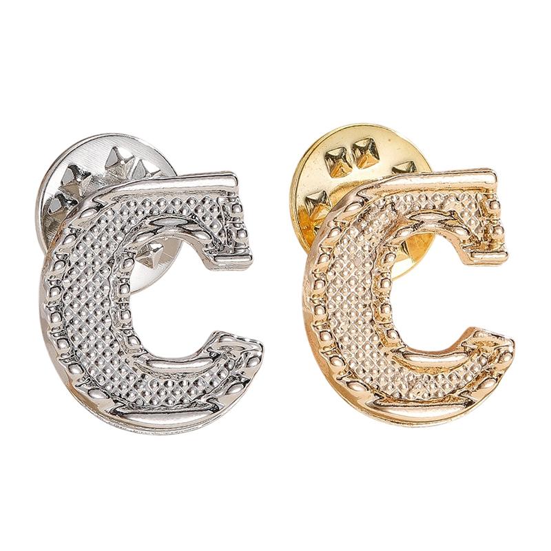 2Pcs New Metal Initial A To Z Pin 26 English Letter Pins Brooches Suit Shirt Badge Lapel Pin Fashion Jewelry For Men Women