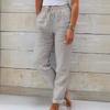 Elastic Waist Simple Cotton and Linen Wide-leg Pants, Summer Ladies Loose Trousers