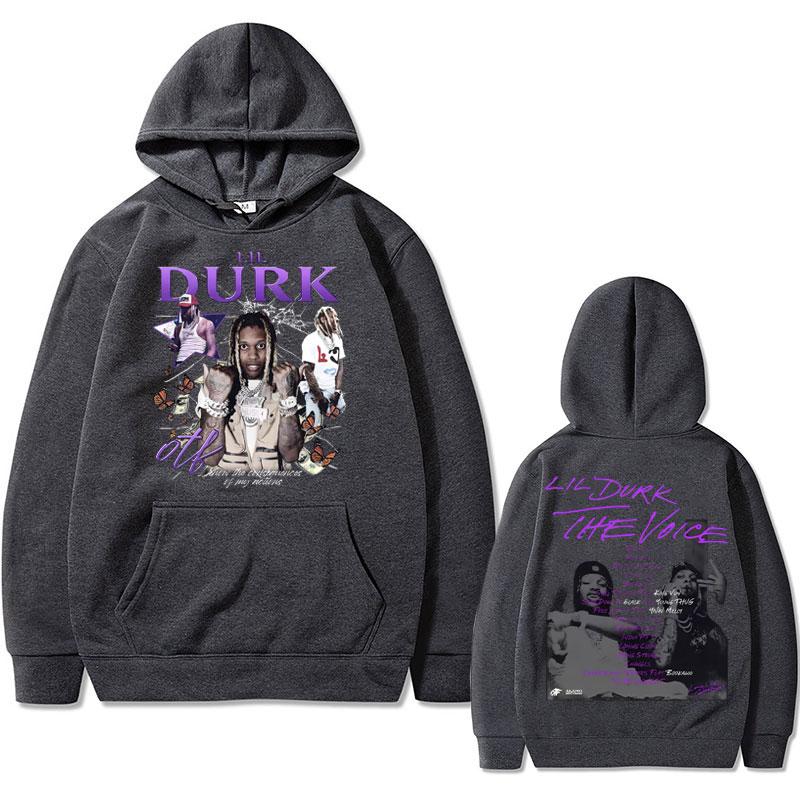 Rapper Lil Durk Grafikdruck Hoodie Herren Damen Hip Hop Mode Vintage Kapuzenpullover Herren Oversized Fleece Baumwolle Hoodies
