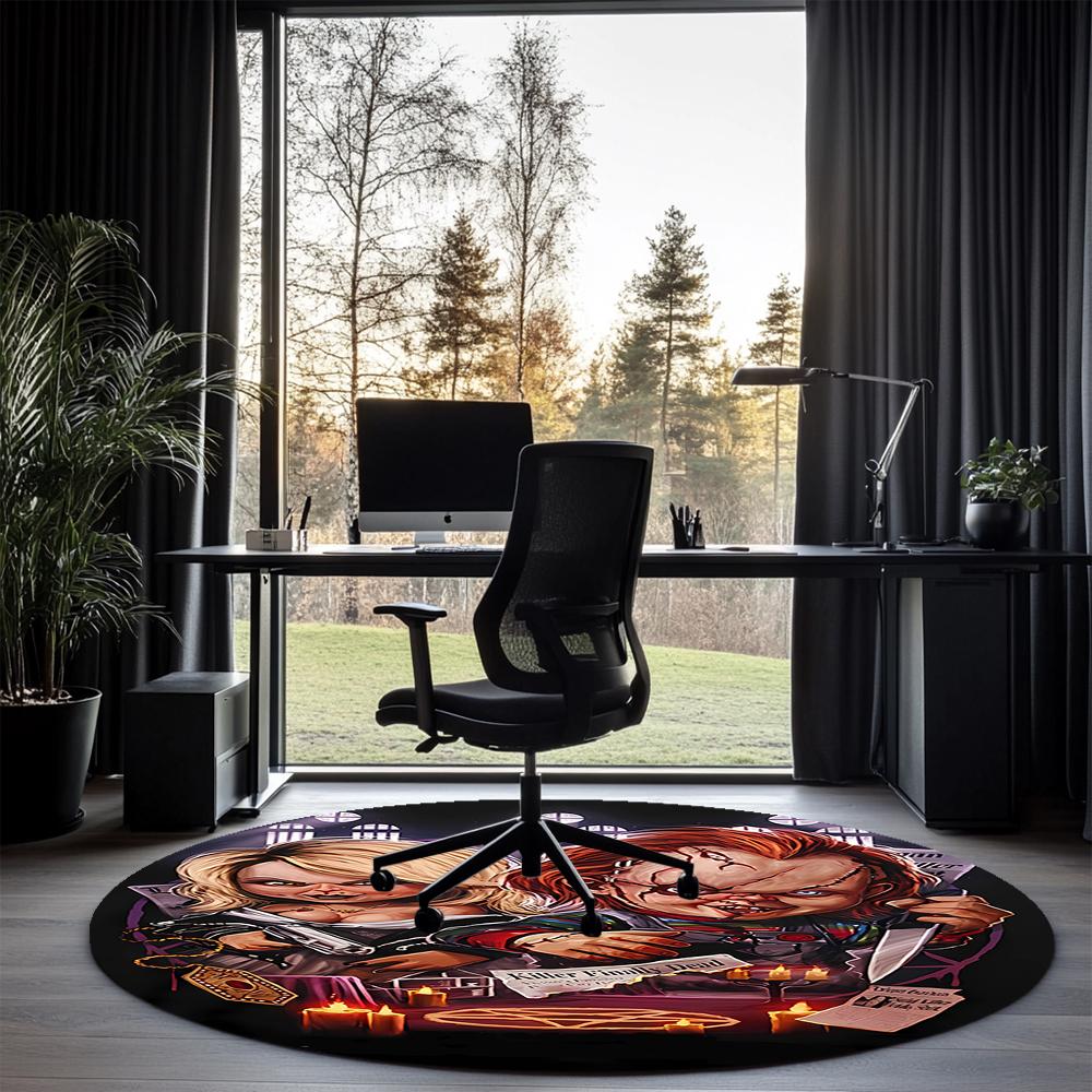 Halloween horror Printed Round Rug Carpet Chair Rug Area Rug Entryway Doormats,for Office Chair Living Room Bedroom Kitchen Room.