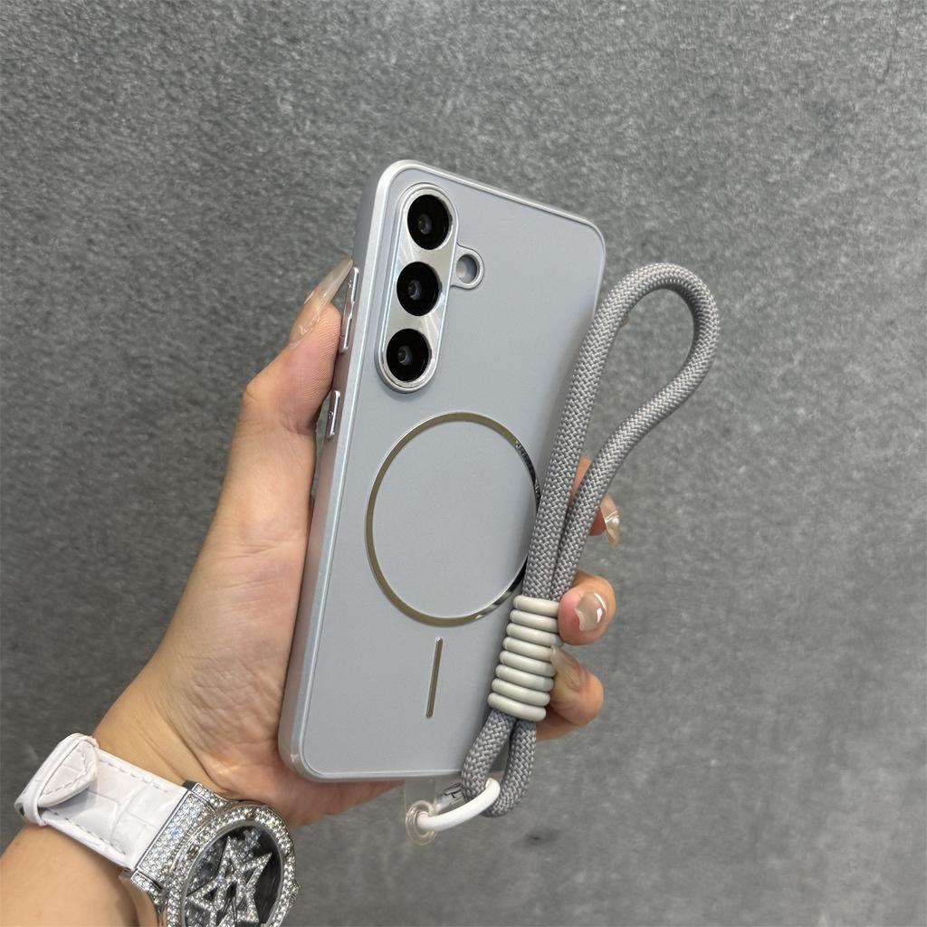 S2 Ultra AG Plating Lanyard Case For Samsung Galaxy S23 Ultra S2 S24 Plus Wireless Charge Wrist Strap Cover