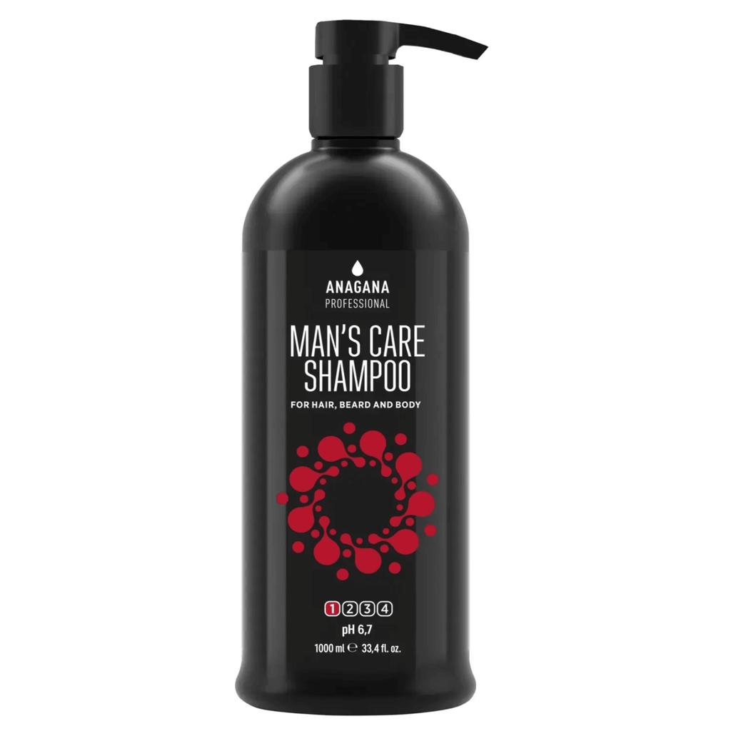 Шампунь Мужской уход для волос, бороды и тела MAN'S CARE SHAMPOO for hair, beard and body ANAGANA 1000 мл