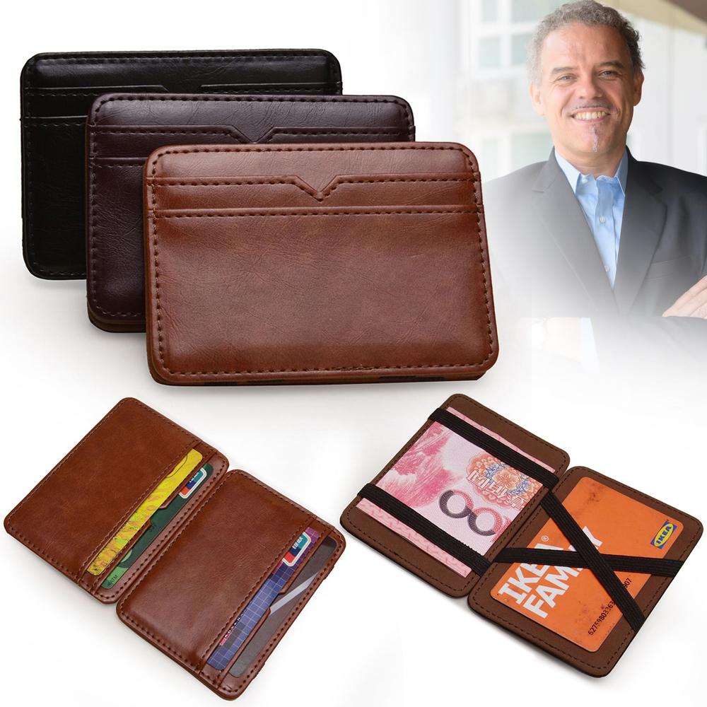 

Мужской PU кожаный мини маленький волшебный кошелек деньги деньги держатель карты подарок на день рождения для отца парня супер тонкий