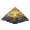 Black Tourmaline Orgone Fantasy Pyramid With Yellow Onyx - Chakra Meditation & Healing Crystal Pyramid