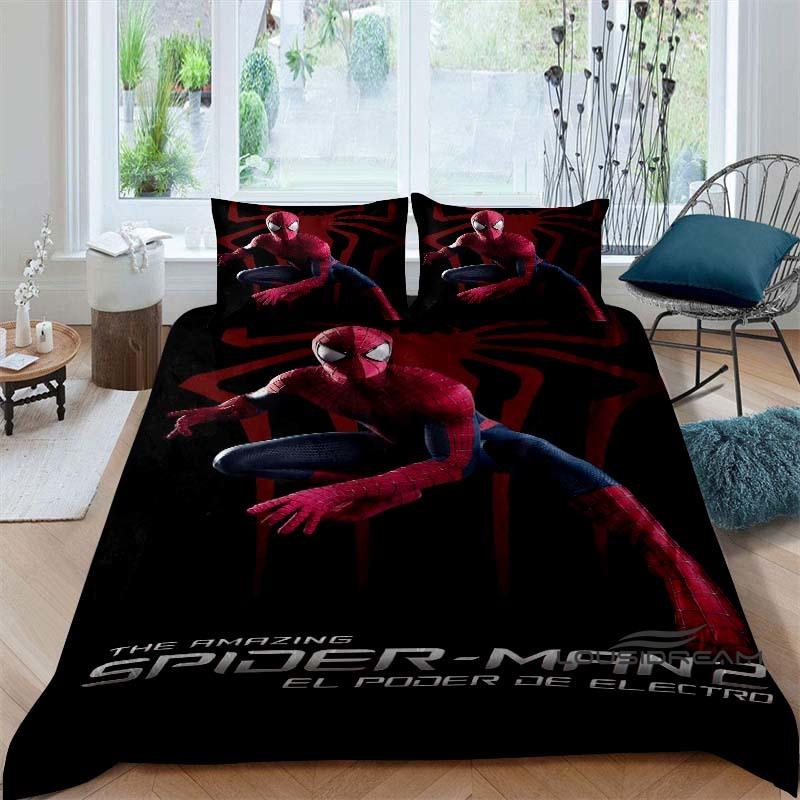 Spider-Man 3D printed duvet cover and pillowcase bedding set, available for single, double, king, and queen beds, suitable for