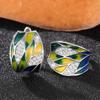 Idyllic Green Mori Enamel Zircon Earrings, Women'S Elegant Ear Buckle Wedding Vacation Jewelry