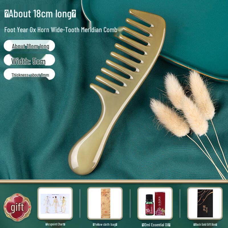 Natural Ox Horn Wide-tooth Hair Comb