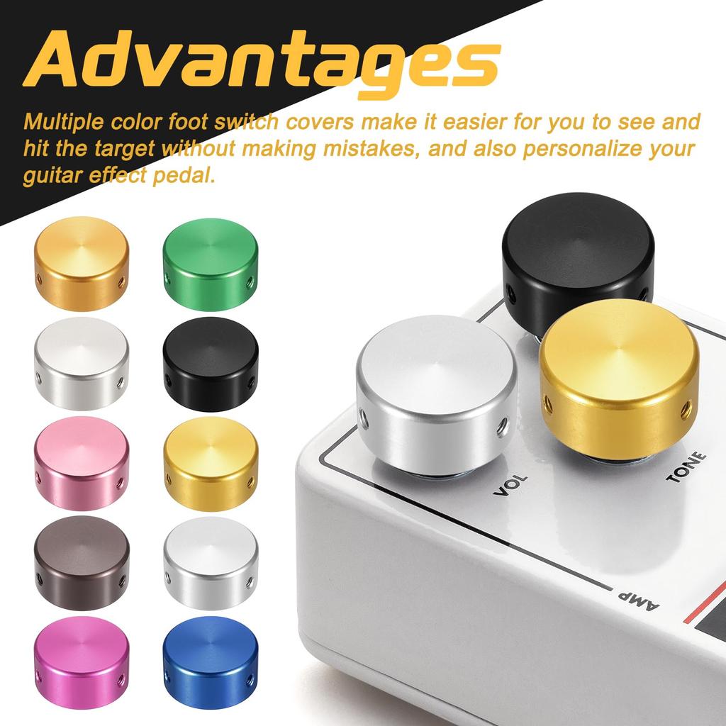uxcell 10pcs Footswitch Toppers Guitar Pedal Button Caps Metal Footswitch Top Covers Inch Multicolor for Guitar Effect Pedal Buttons Green Gold Pink