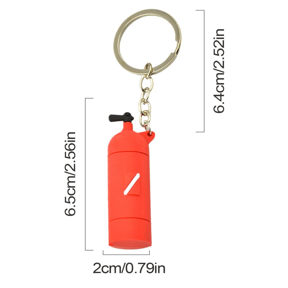 Scuba Key Ring Silicone Air Cylinder Shape Diving Oxygen Tank Shape Keychain With O-Rings Diving Theme Small Scuba Air Tank Key красный