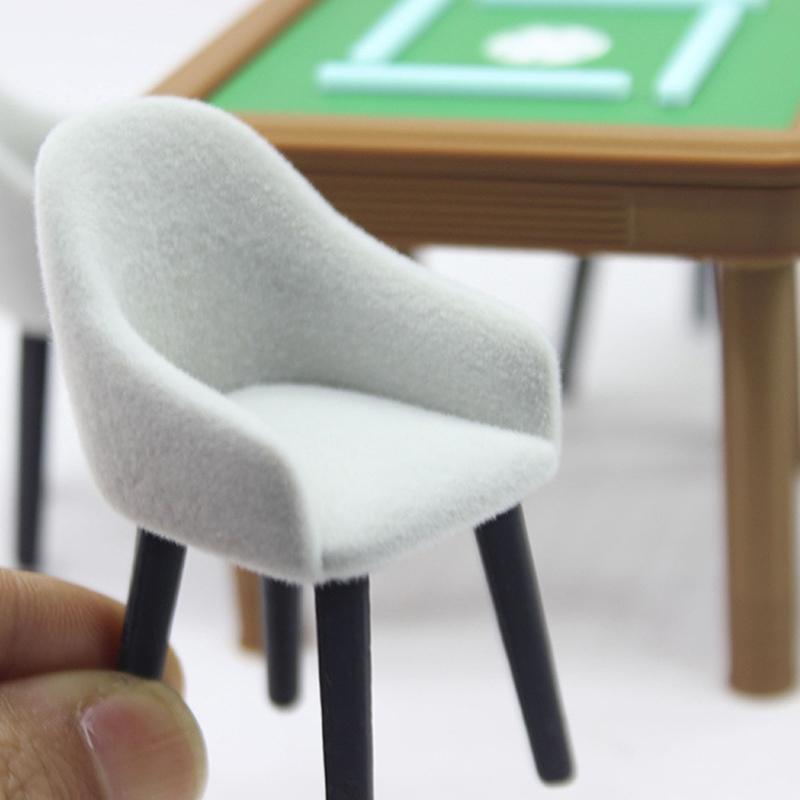 1:20 Dollhouse Mini Mahjong Table Model Simulation Mahjong Chair Dollhouse Miniature Furniture Playing House Dolls Accessory