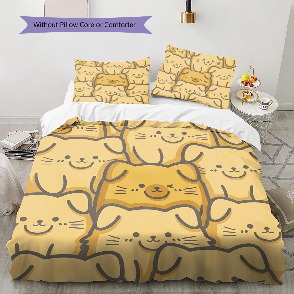 

gold dog Pattern Bedding Quilt Set Quilt Cover Pillowcase Home Decoration Birthday Gift (1 * duvet cover + 2 * pillowcase, without core) 135x200cm