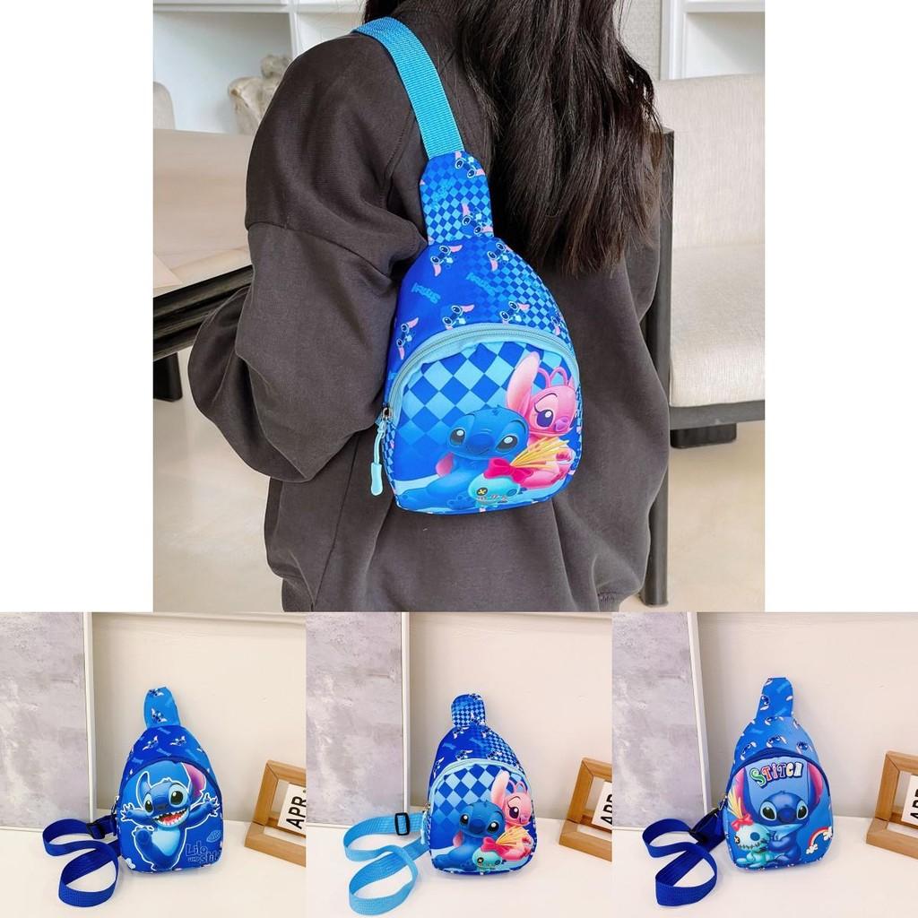 Adorable Stitch Print Chest Bag Featuring Large Capacity For Kids Multi Colors