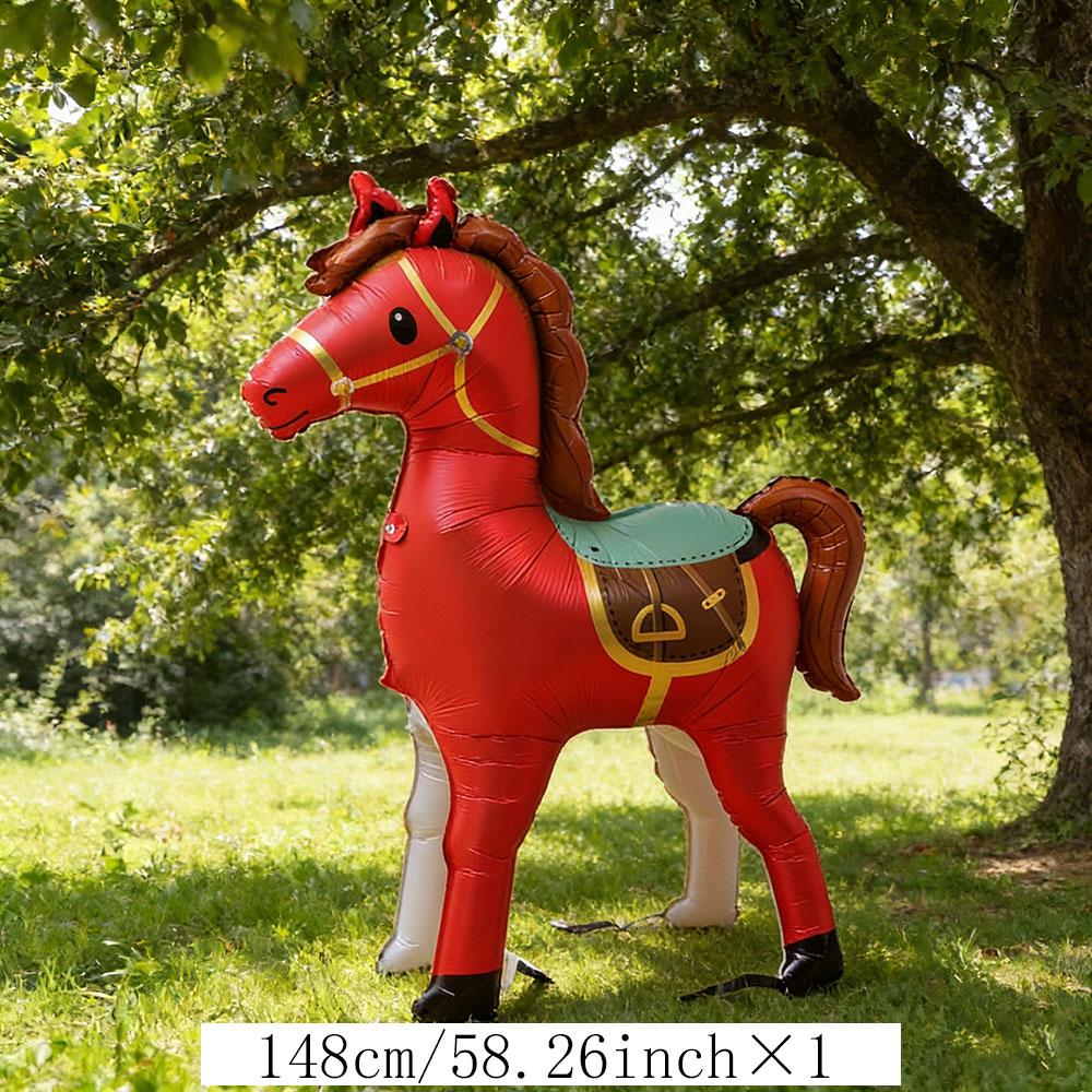 1 pièce Grand Ballon en forme de Cheval Ballon en Film d'Aluminium en forme de Cheval Thème Animaux de la Ferme Décoration de Fête d'Anniversaire Accessoires Photo