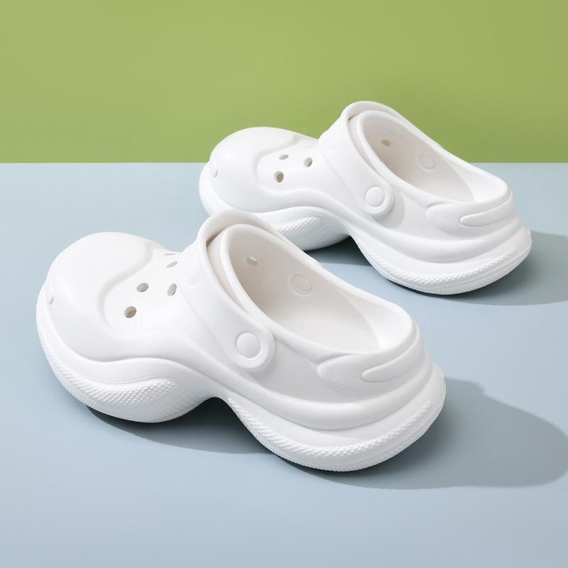 

Женские летние дышащие шлепанцы с толстой подошвой и закрытым носком, устойчивые к скольжению - Легкие, увеличивающие рост, износостойкие и без запаха. 35-36 белый