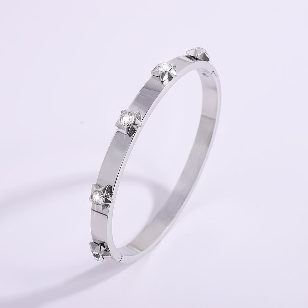Starry Sky Silver Titanium Steel Bracelet for Women - High-End, Versatile, Full Diamond, Non-Fading Fashion Accessory
