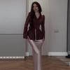 Elegant Satin Feel Tie Waist Long Dress Set for Women - Autumn 2024 Collection