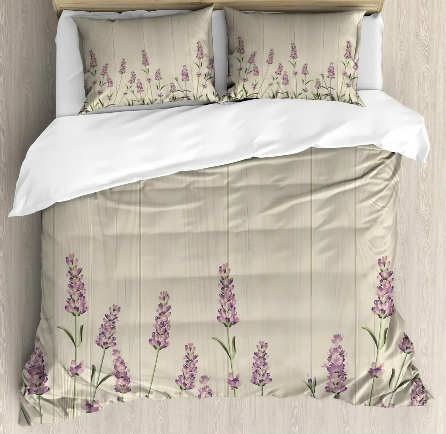 

Lavender Soft Duvet Cover Set Lavender Decor Twin Quen Warm Comforter Cover featuring Pilowcases Girl Adult People Purple Comfortable Quilt Covers 120*200cm Single