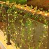 Plastic Leaf Garland String Lights Battery Powered Golden Leaves Artificial Vine Fairy Lights Warm Light Green Leaf